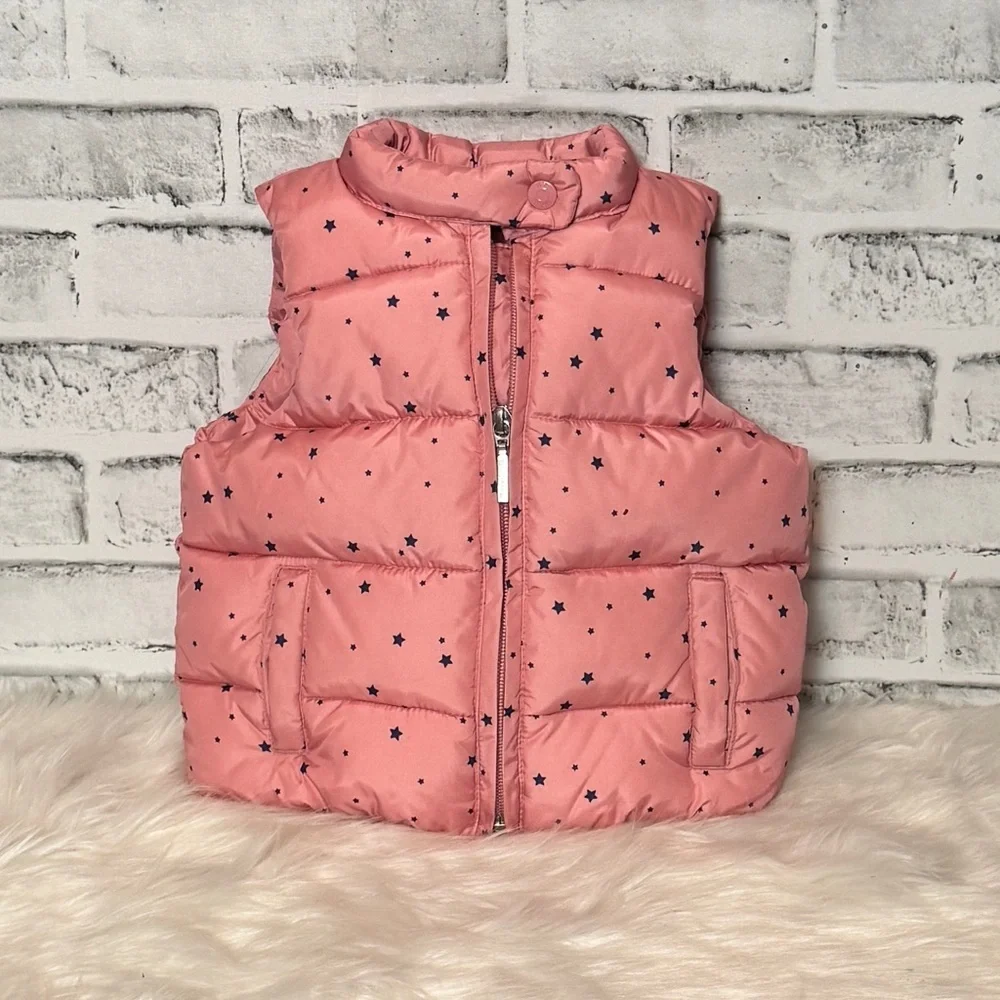 GAP Pink and Black Quilted Puffer‎ Vest